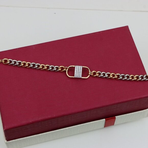 Stylish Rose Gold and Silver Dual Tone Bracelet with Crystal Accent, XPBL0633 : - Picture 11 of 12